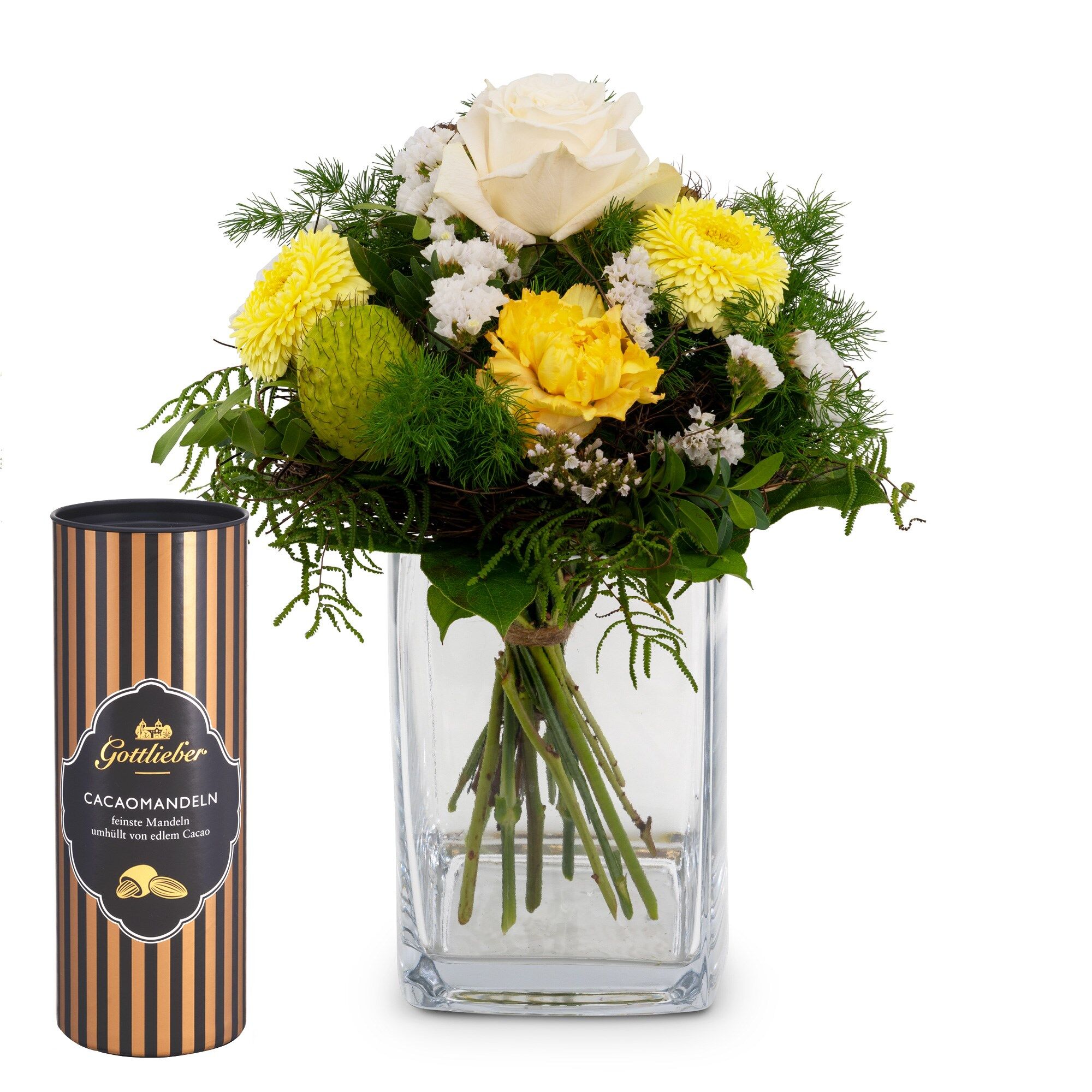 Flower bouquet Sunshine with Gottlieber cocoa almonds