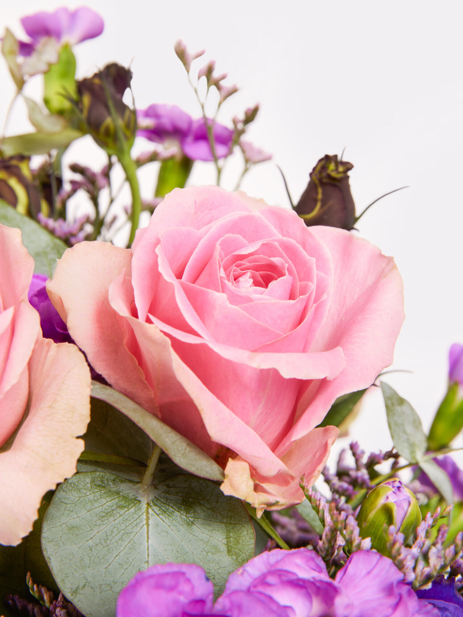 Miss You - Hauptblüte: Eustoma, Nelken, Rosen - Hauptfarbe: Rosa, Violett