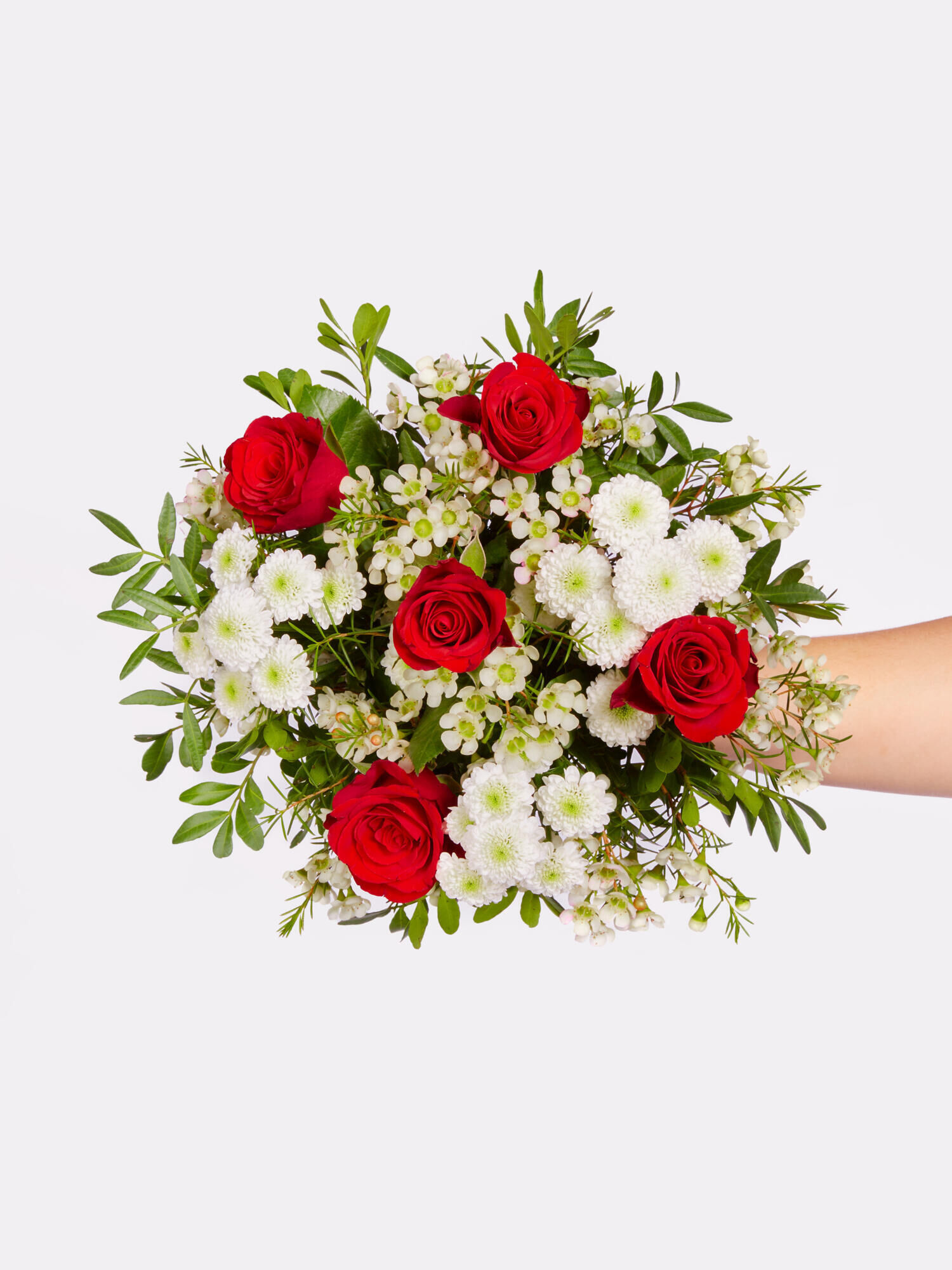 Strauß der Woche - Hauptblüte: Rosen - Hauptfarbe: Rot, Weiß