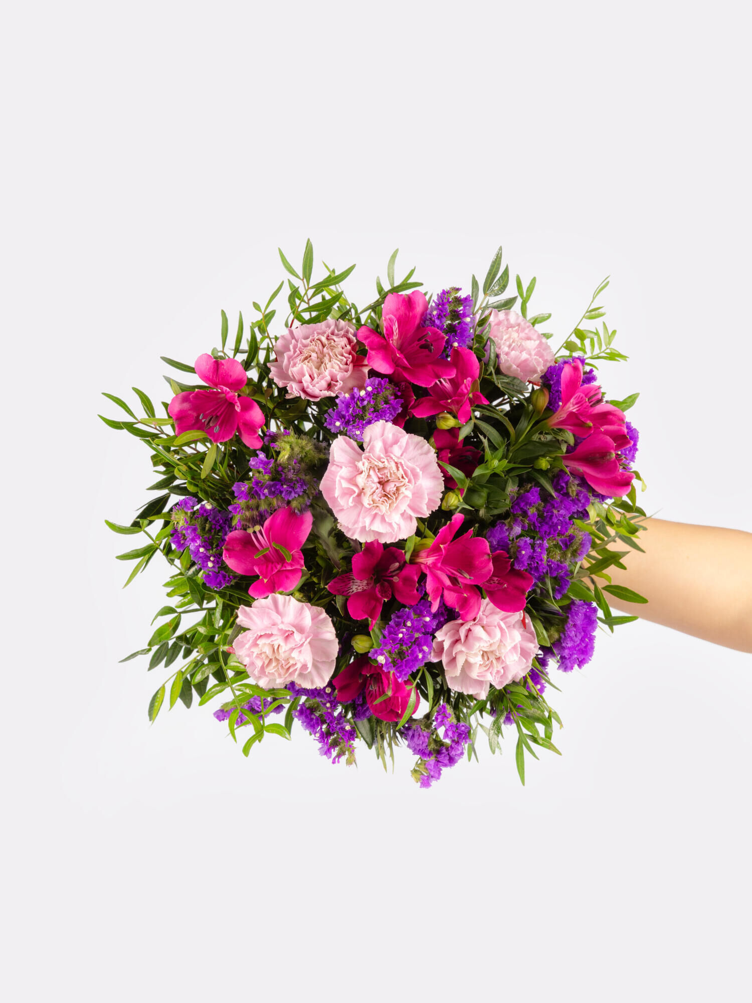 Strauß der Woche - Hauptblüte: Alstromerien, Nelken - Hauptfarbe: Pink, Violett