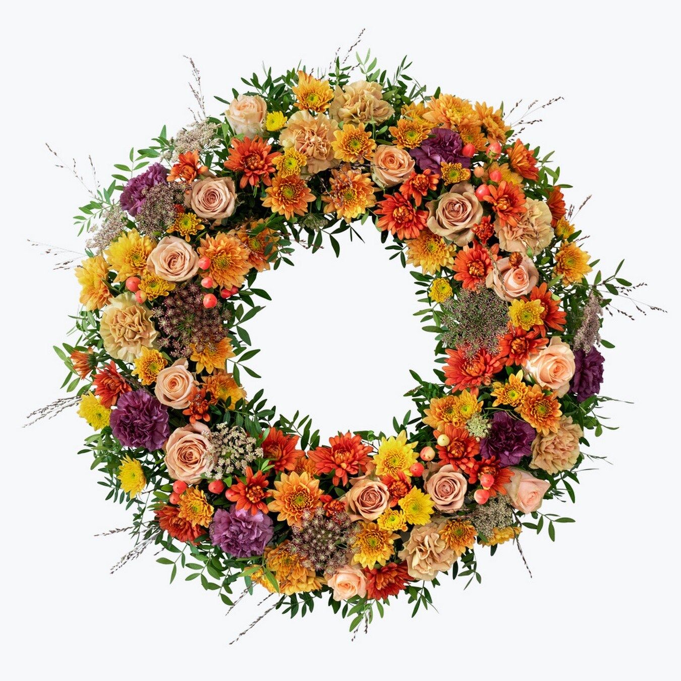 Funeral Wreath Warm w Ribbon 240441