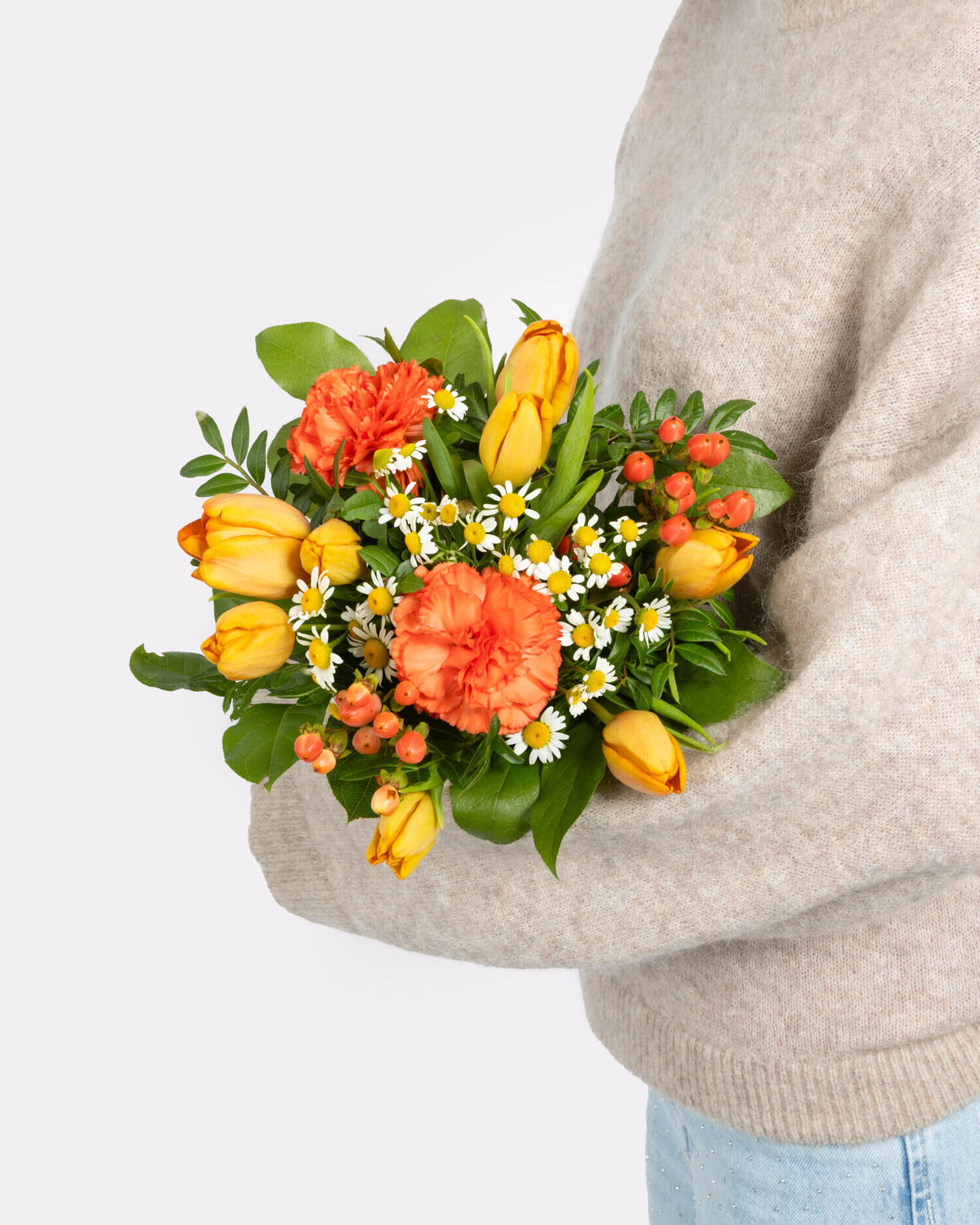 Spring Sunrise - Hauptblüte: Nelken, Tulpen - Hauptfarbe: Apricot, Orange