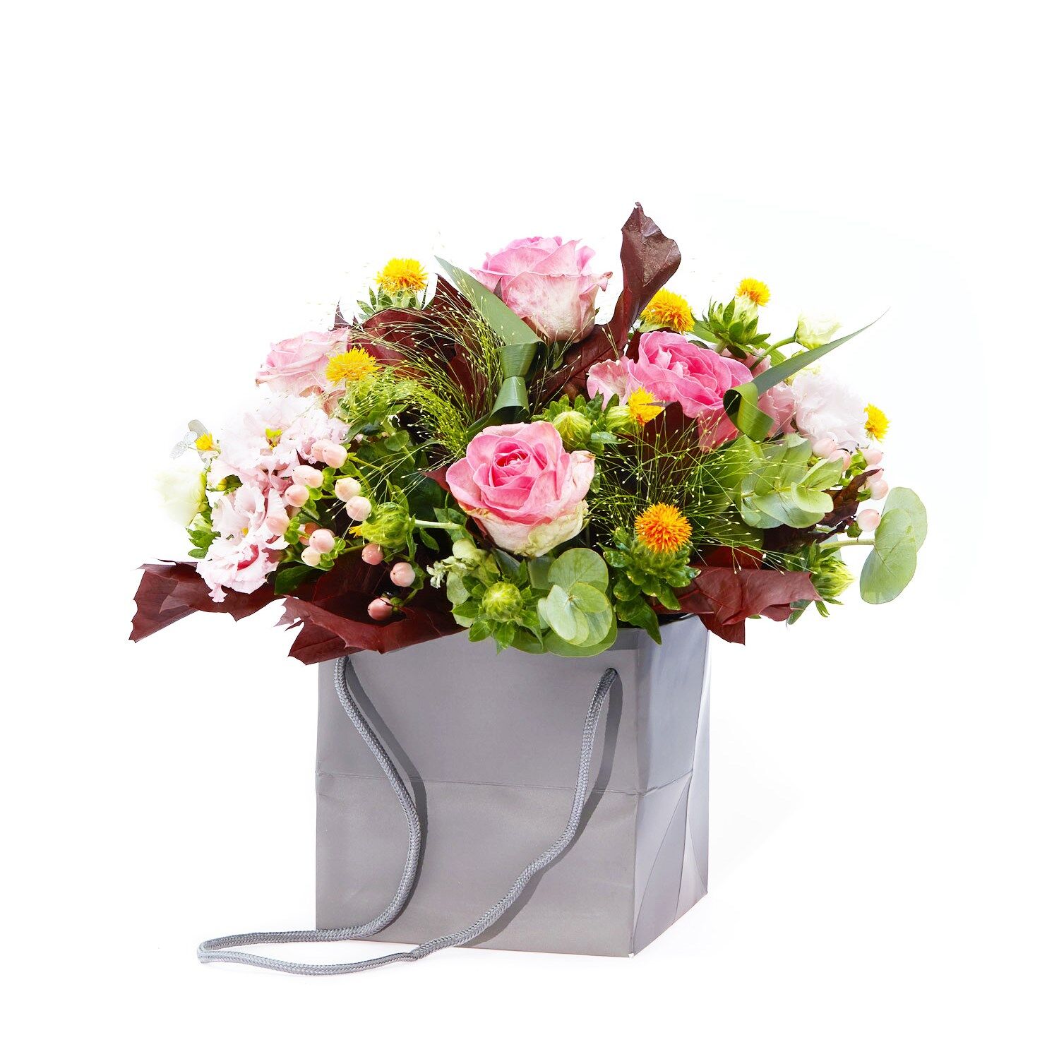 Arrangement Of Roses And Tender Eustomas