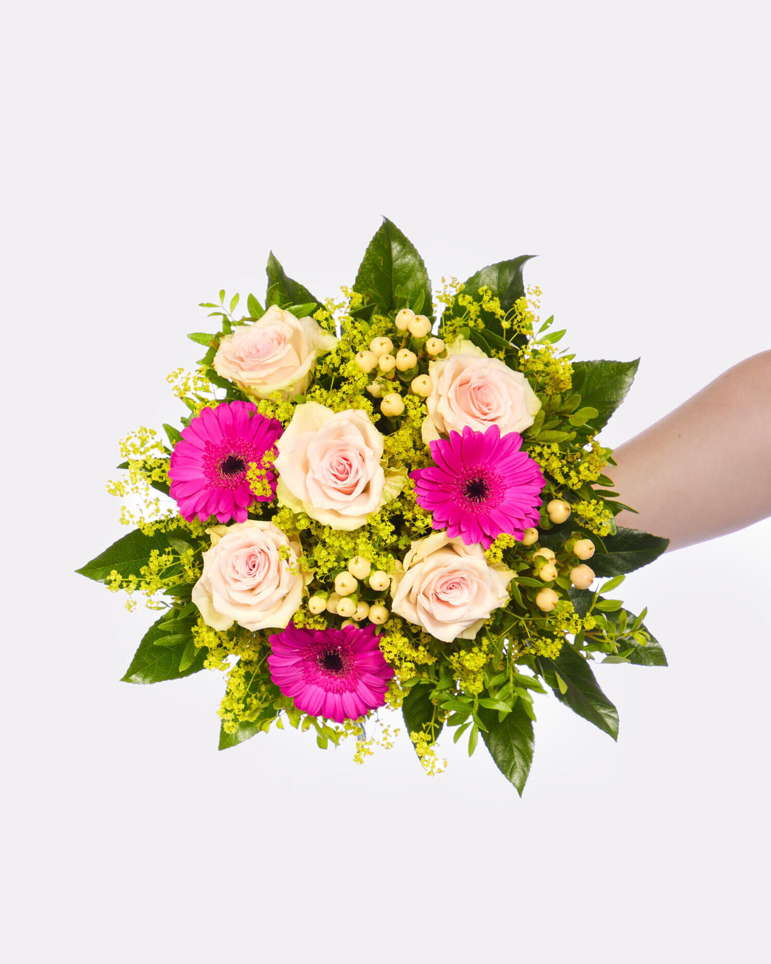 Strauß der Woche - Hauptblüte: Germini, Rosen - Hauptfarbe: Pink, Rosa