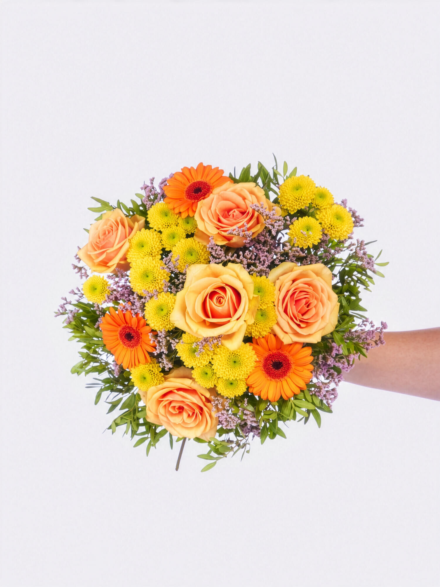 Strauß der Woche - Hauptblüte: Germini, Rosen - Hauptfarbe: Gelb, Orange