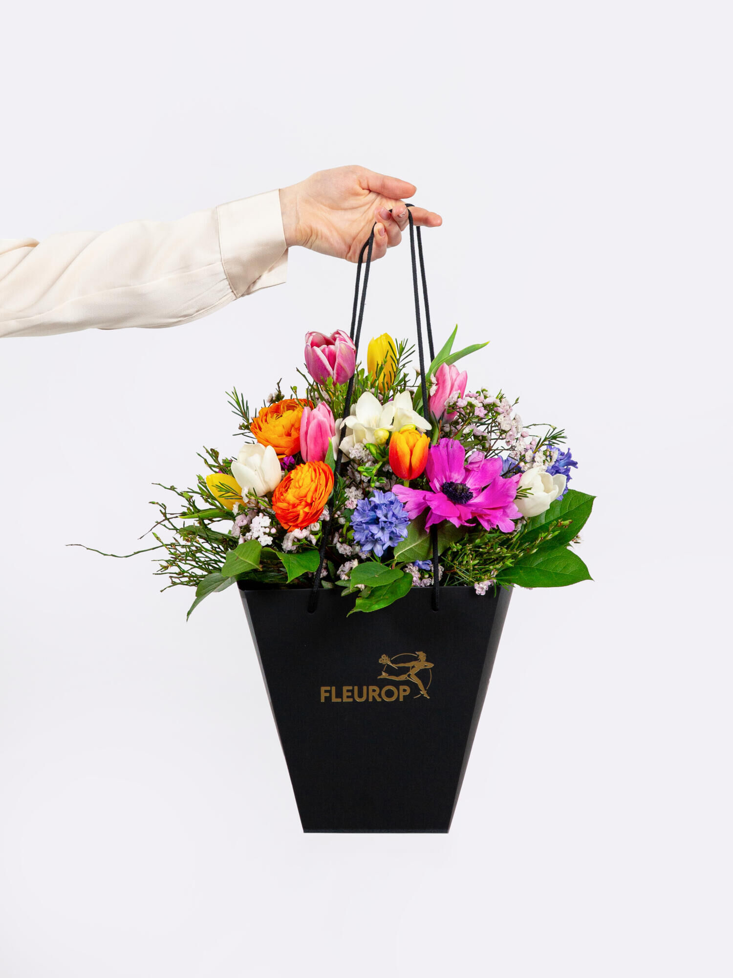 Bunte Freude - Hauptblüte: Freesien, Hyazinthen, Ranunkeln, Tulpen - Hauptfarbe: Bunt