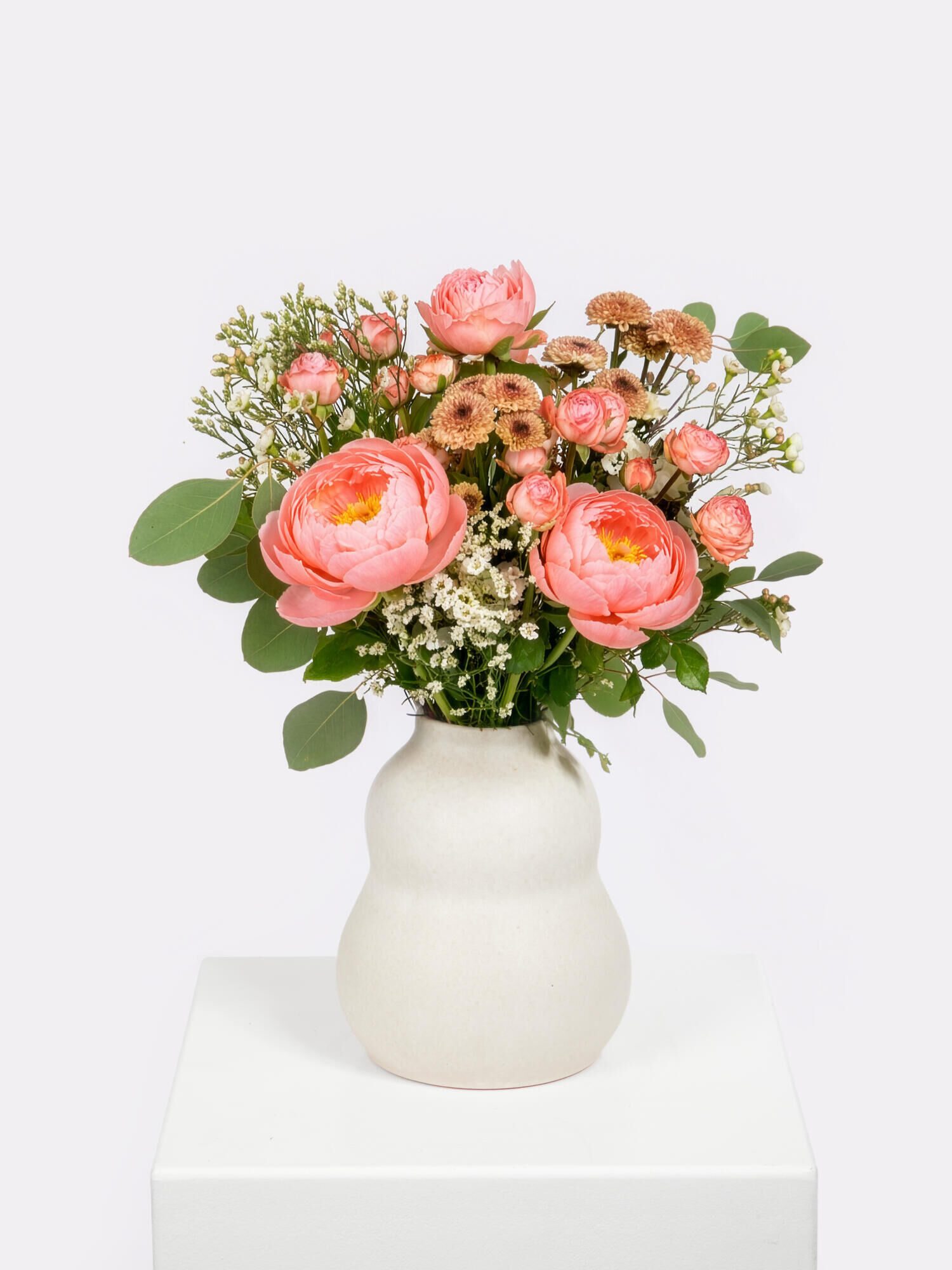 Pfingstrosentraum in Pink - Hauptblüte: Pfingstrosen, Rosen - Hauptfarbe: Apricot