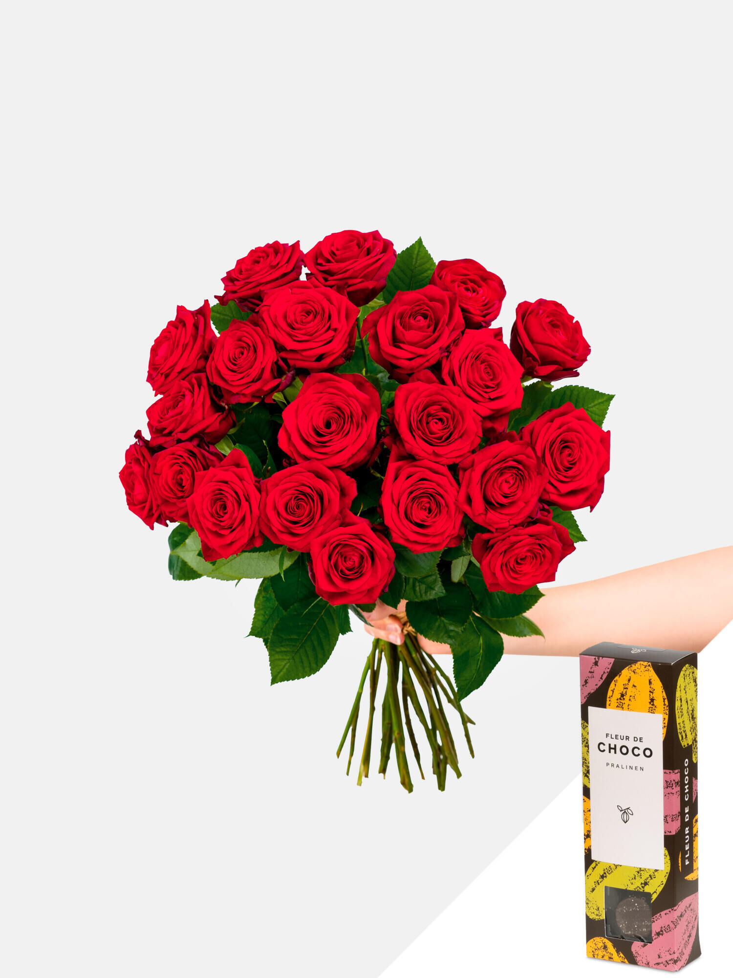 Rosenkavalier  mit Fleur de Choco - Hauptblüte: Rosen - Hauptfarbe: Rot