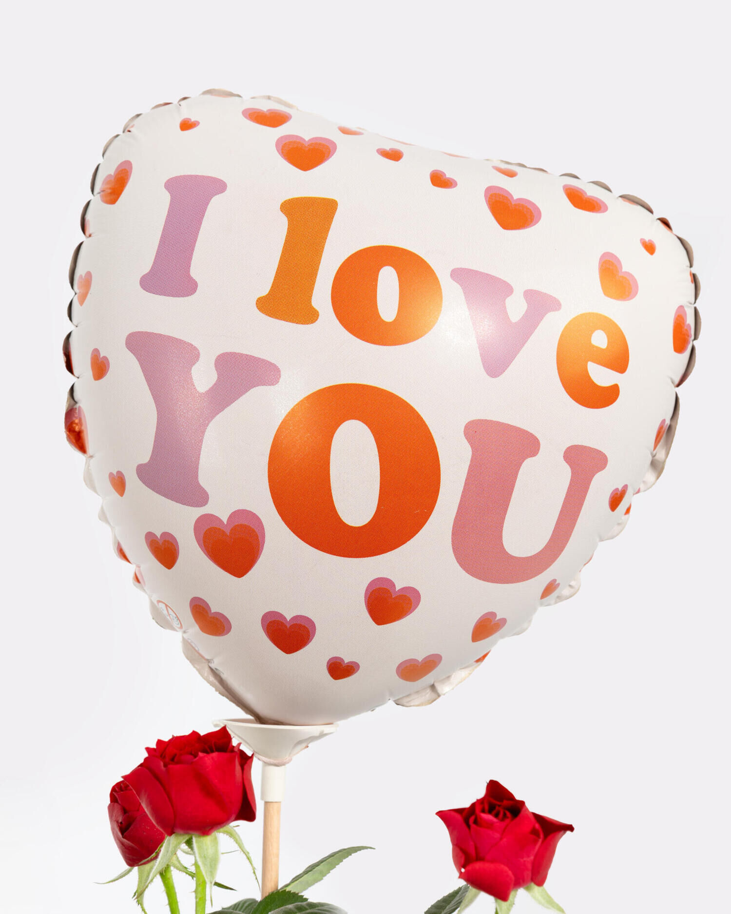 Pot Rose 'Love' mit Herzballon - Hauptblüte: Rosen