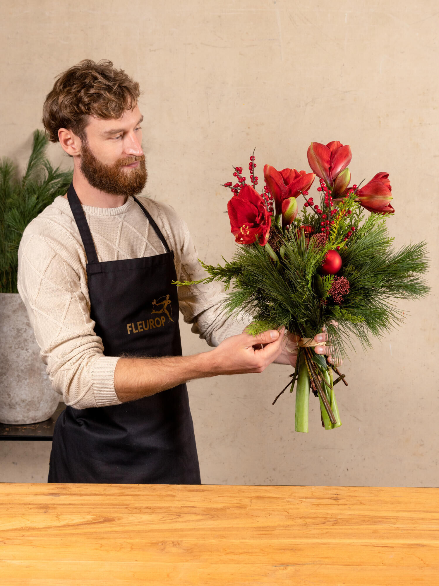 Winter Botschaft - Hauptblüte: Amaryllis - Hauptfarbe: Rot