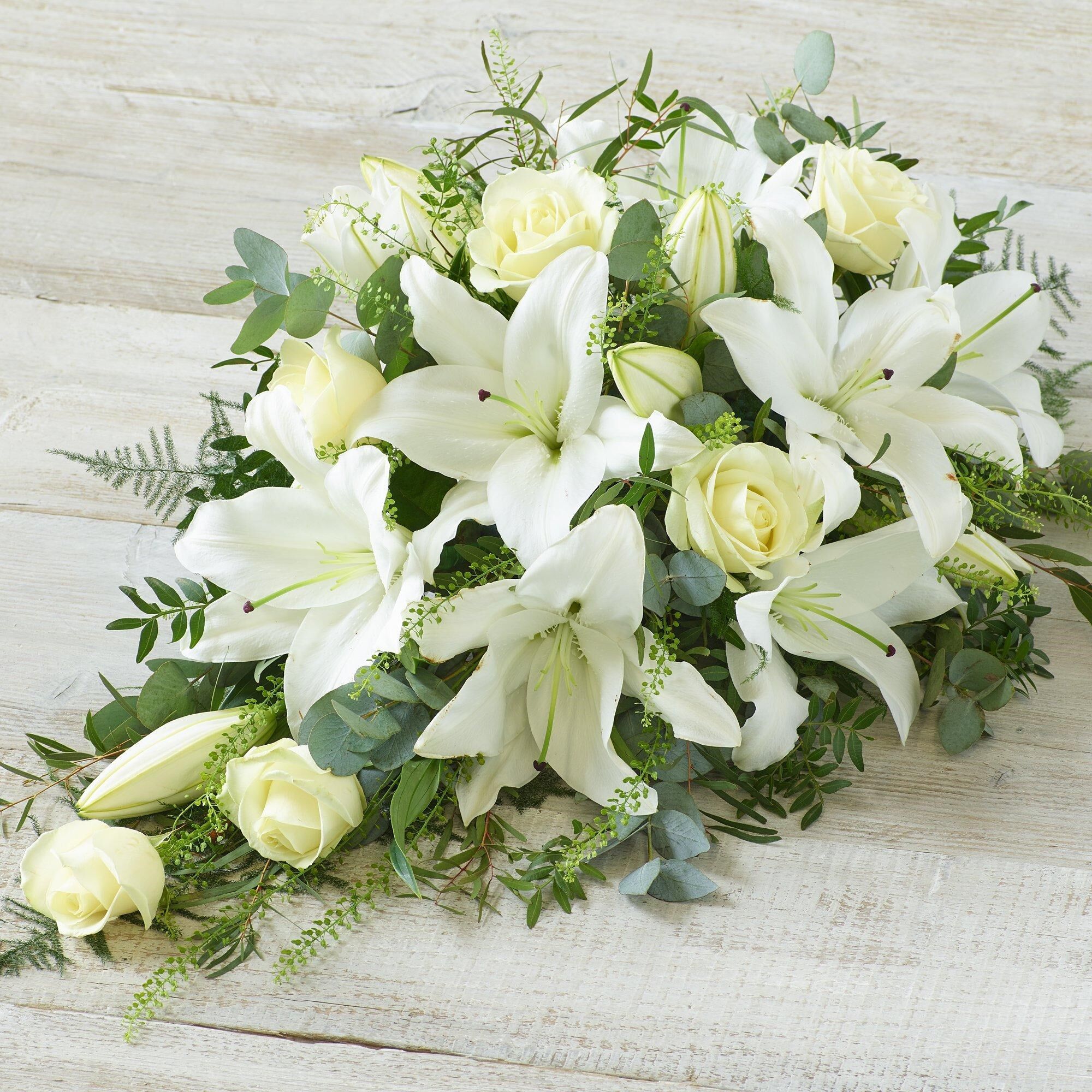 Large White Rose and Lily Spray.